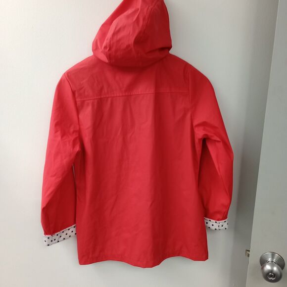 I5 Apparel Kids Hooded Waxie Toggle Rain Jacket Slicker M (8-10) Red Navy - Picture 2 of 8